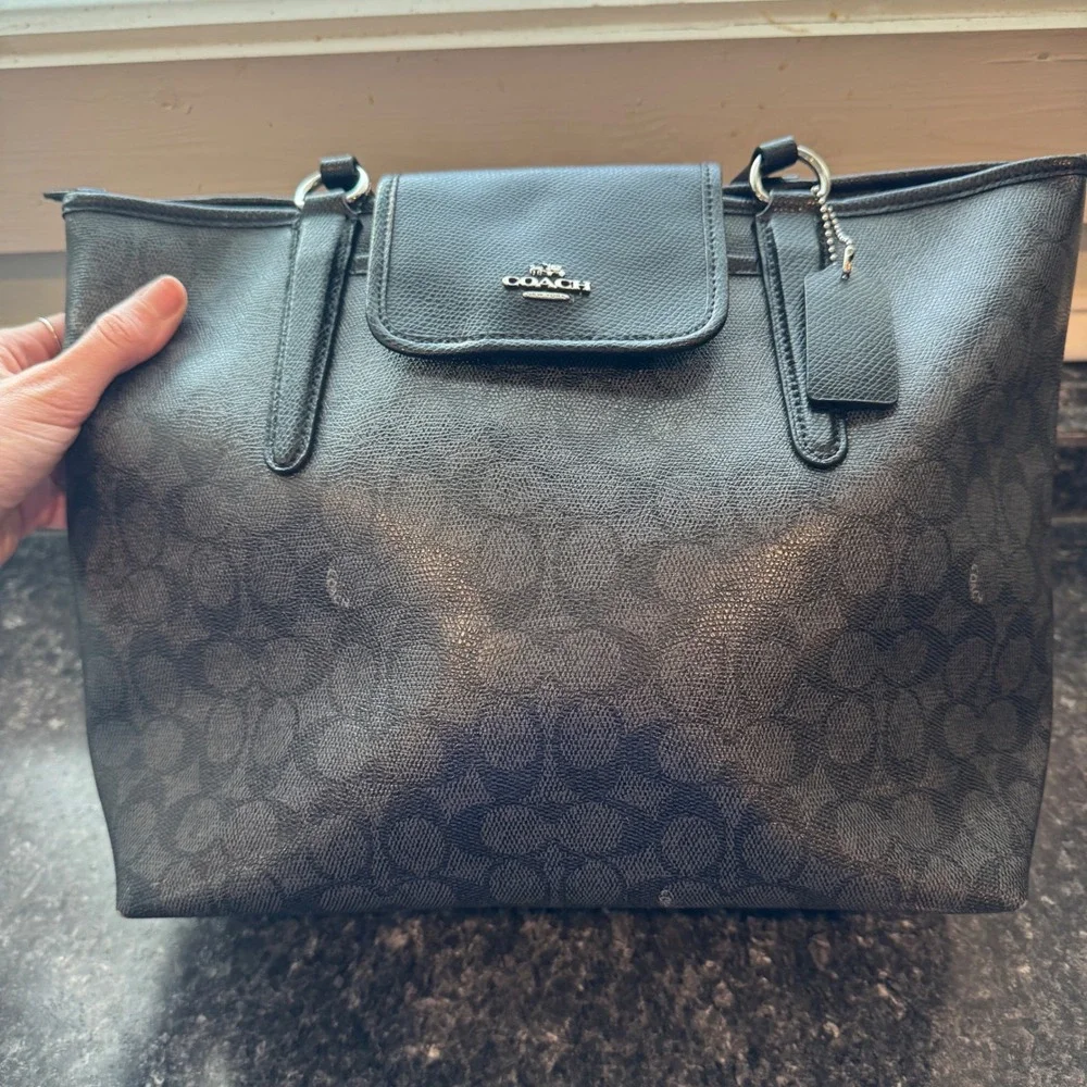 Coach‎ Signature Ward Tote Black Canvas